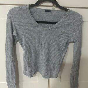 Grey Brandy Melville Ribbed Long Sleeve